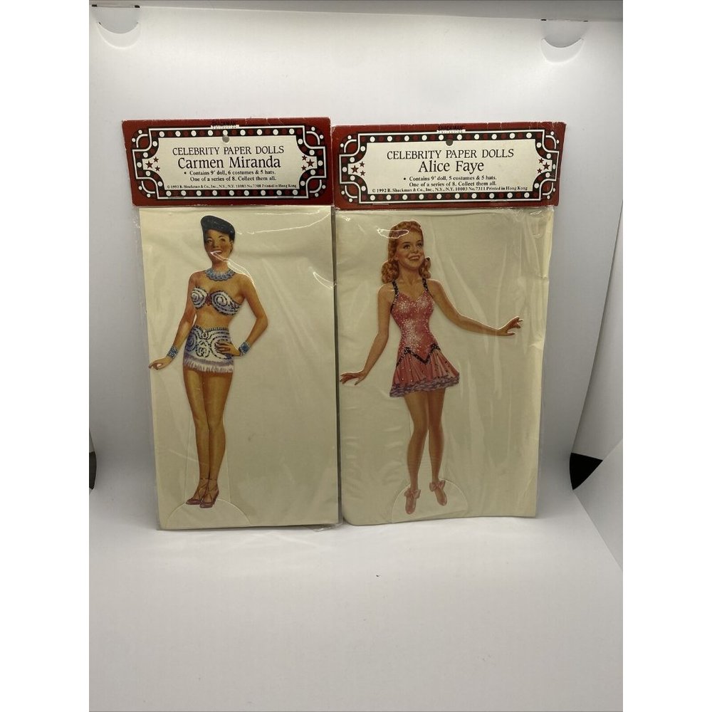 Shackman Celebrity Paper Doll Sets 1991 "Carmen Miranda & Alice Faye dolls"